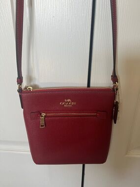 Coach Garnet Red Crossbody Bag with Gold Hardware